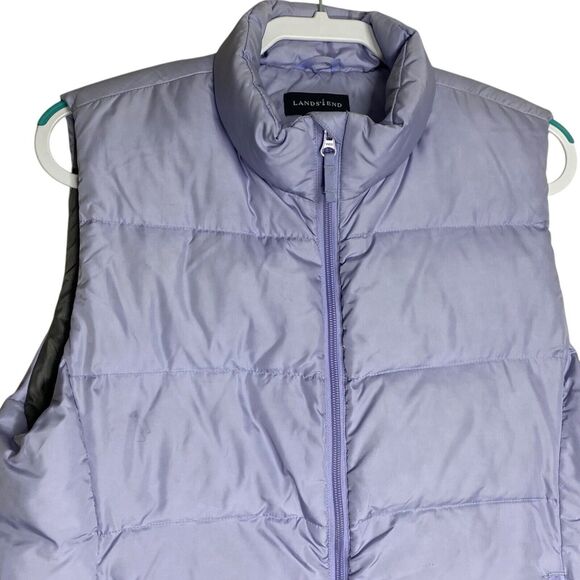 Lands End Down Puffer Vest Womens M 10-12 Purple Zip Pockets Gorpcore Outdoor - Picture 4 of 16